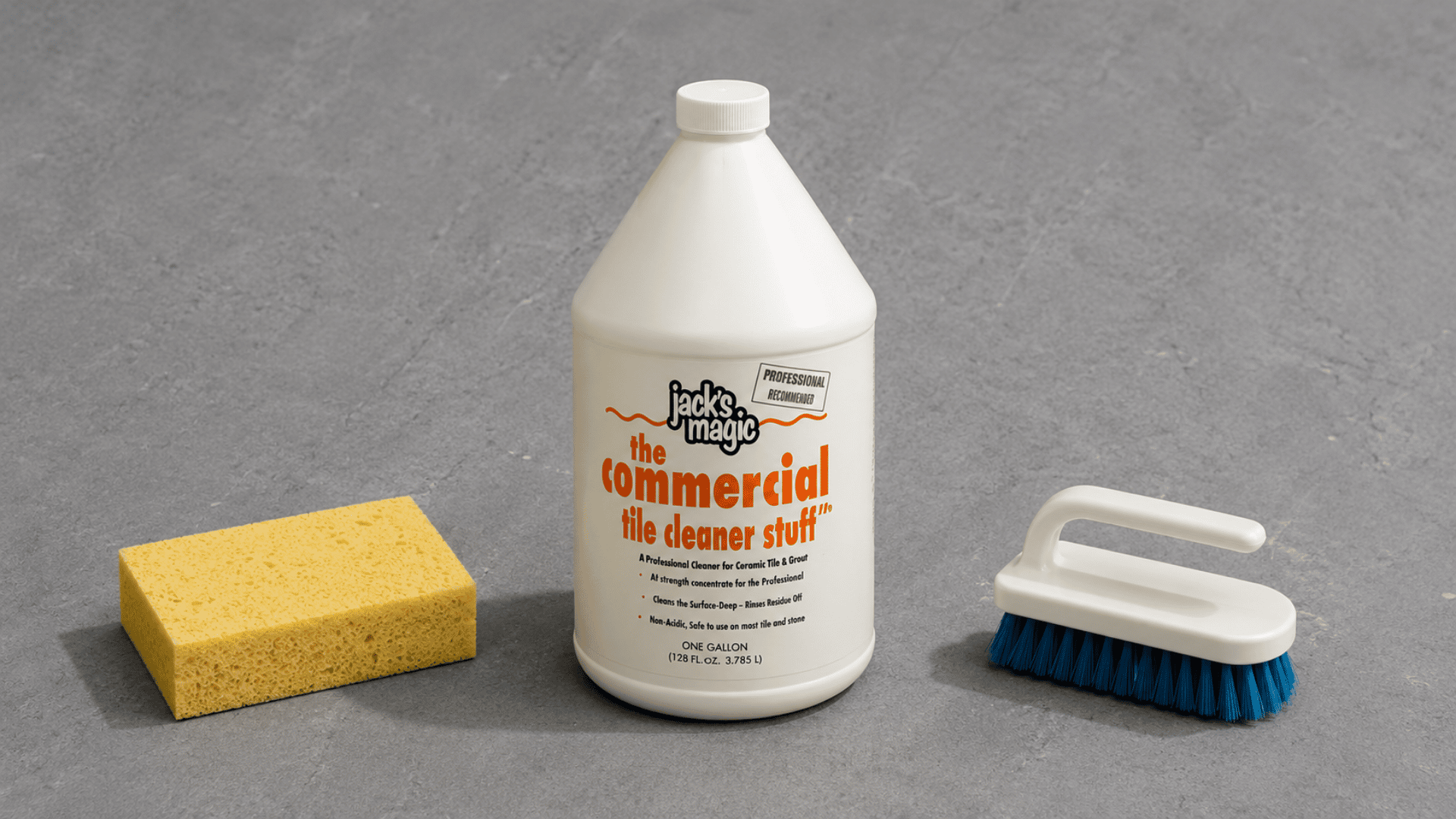 applying commercial cleaner to shower tiles