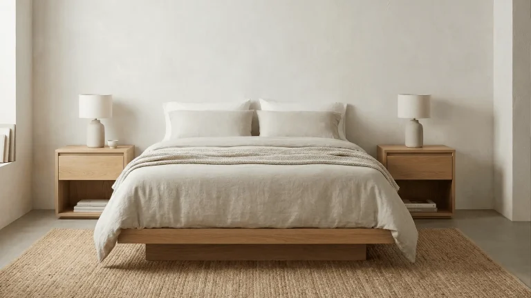 Bed with two nightstands placed at matching height on both sides in a bedroom