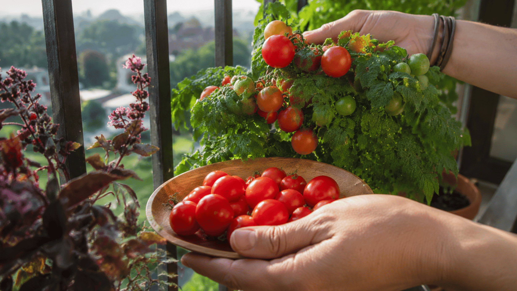 Cherry tomatoes being harvested
