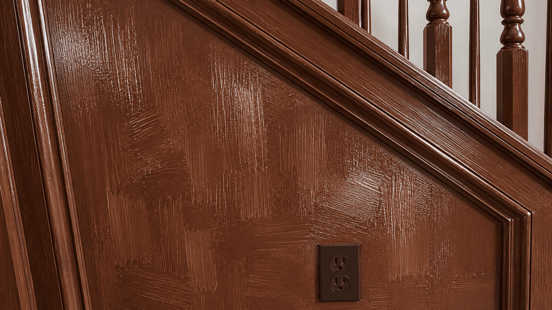 comparison of visible brush marks and a smooth acrylic-painted finish on a wooden surface