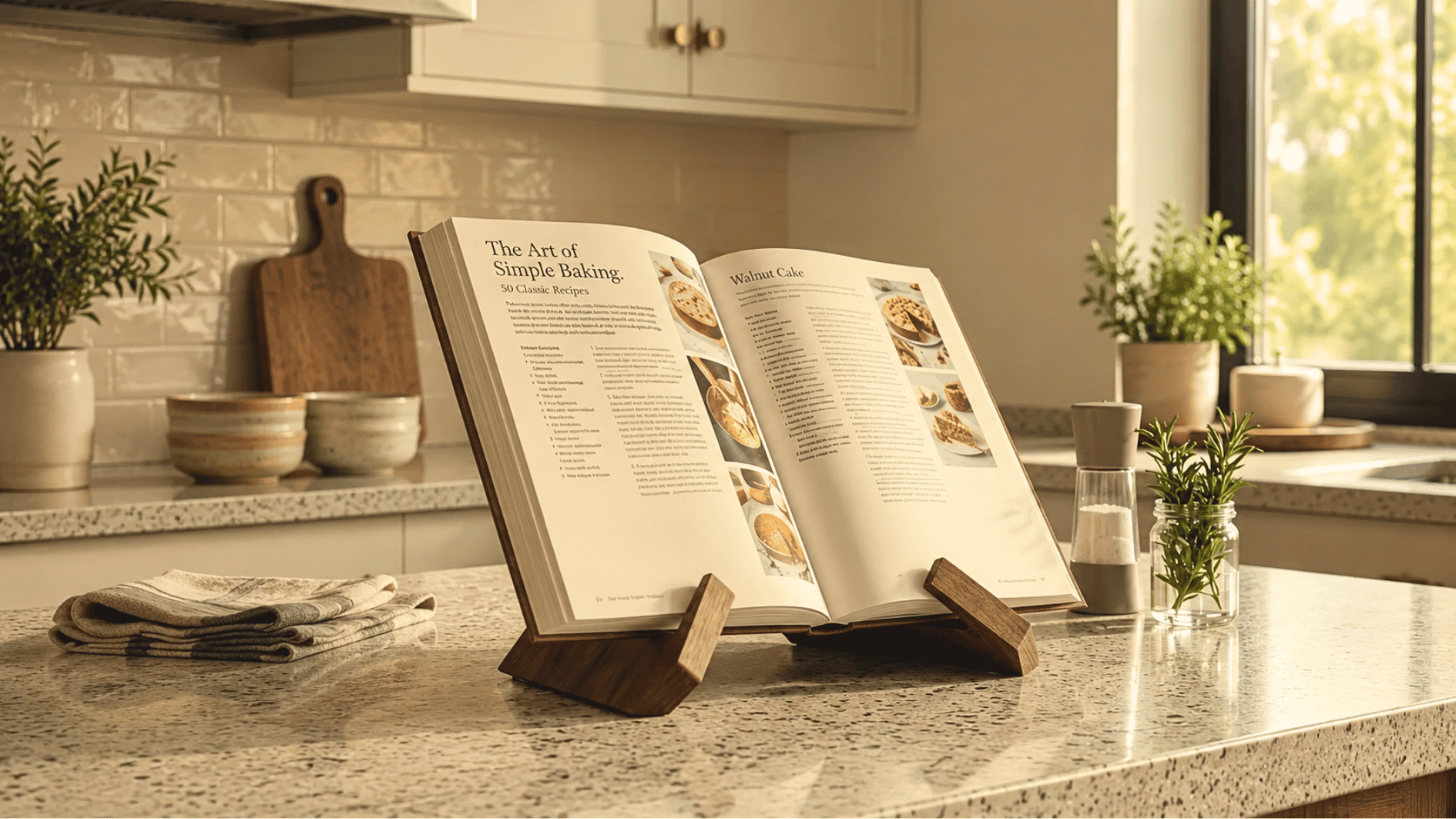 cookbook on a stand