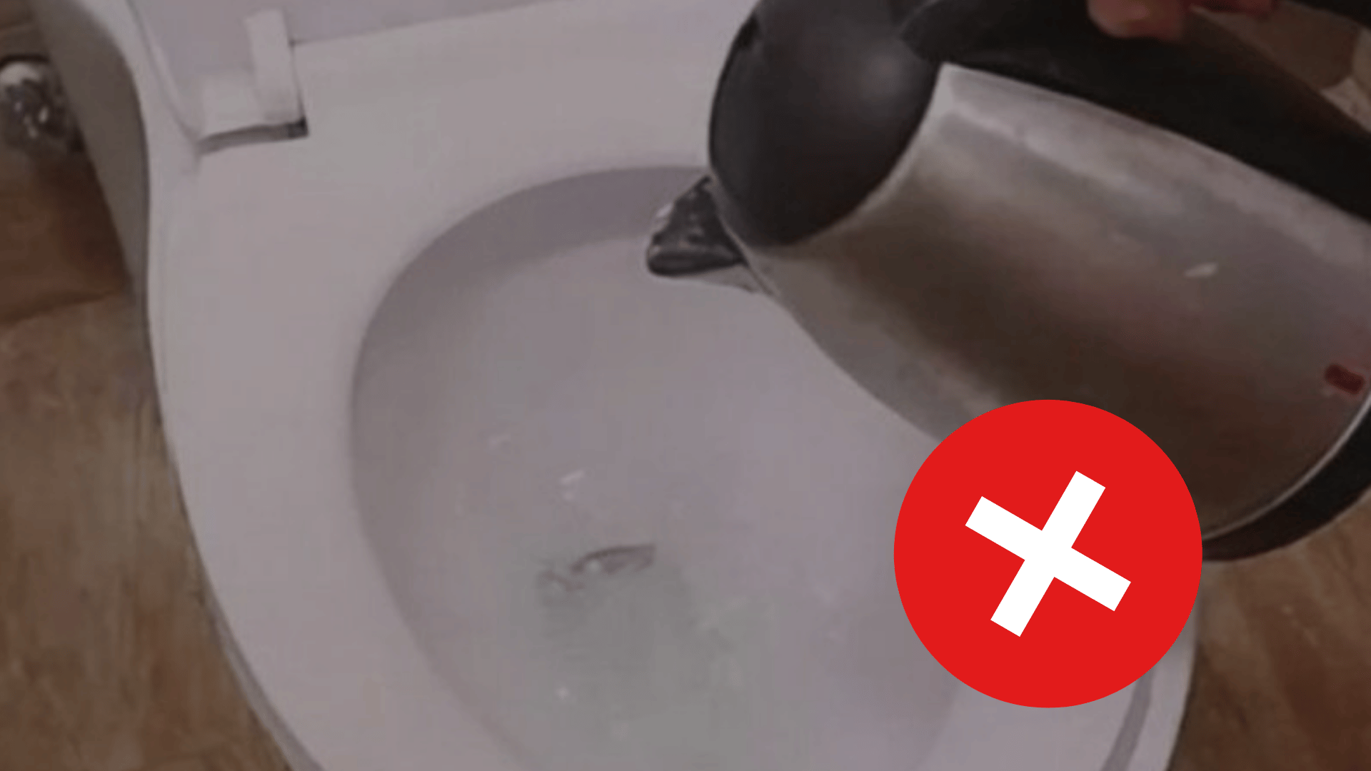 how to fix a clogged toilet without a plunger warning against pouring boiling water from a kettle.