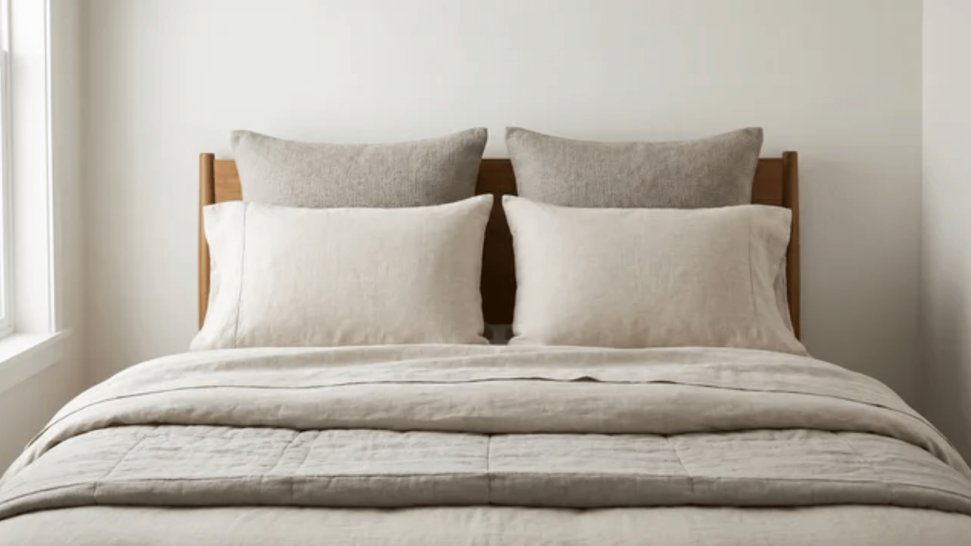 King shams layered on a bed with matching patterned bedding