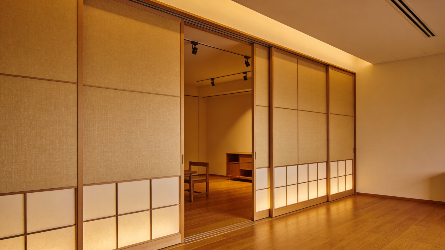modern japanese interior with fusuma sliding doors