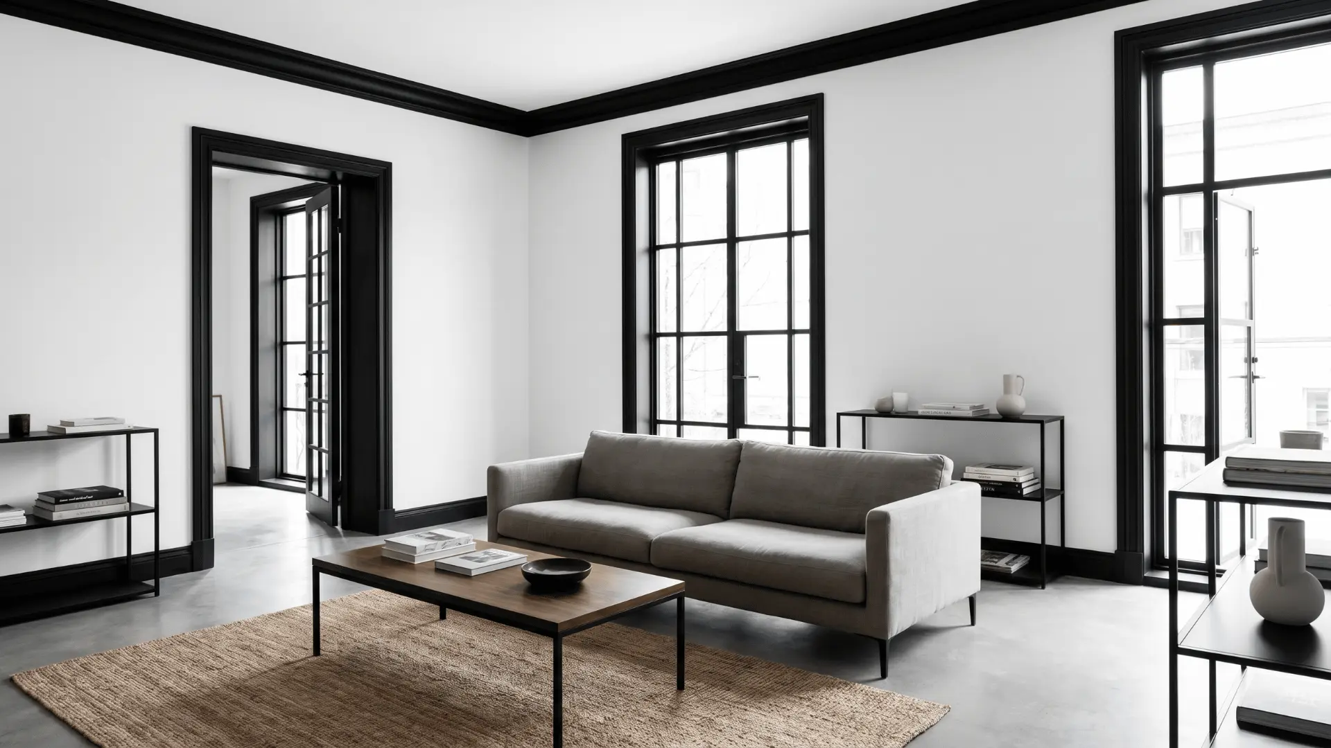 modern-living-room-with-crisp-white-walls-matte-black-trim-black-framed-windows-neutral-furniture-and-minimal-industrial-style-decor