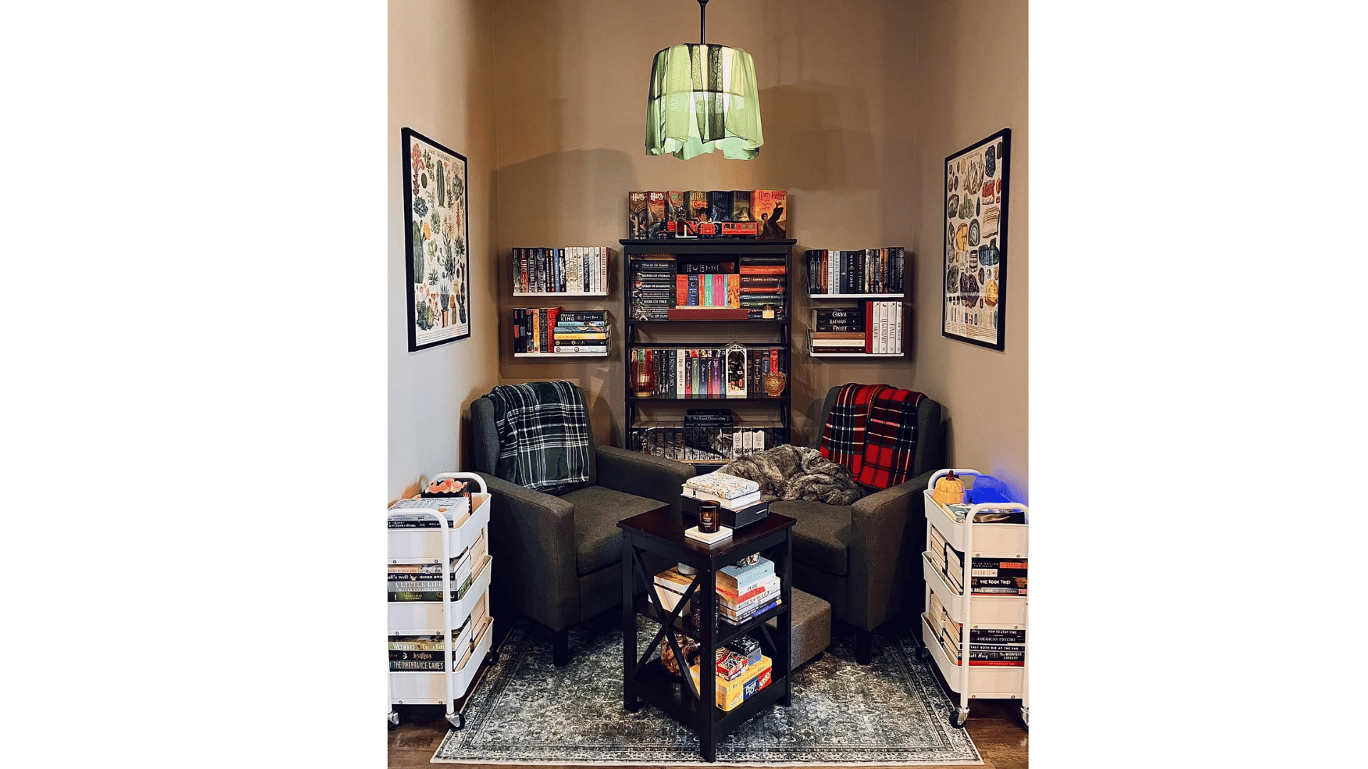 reading nook layout with books