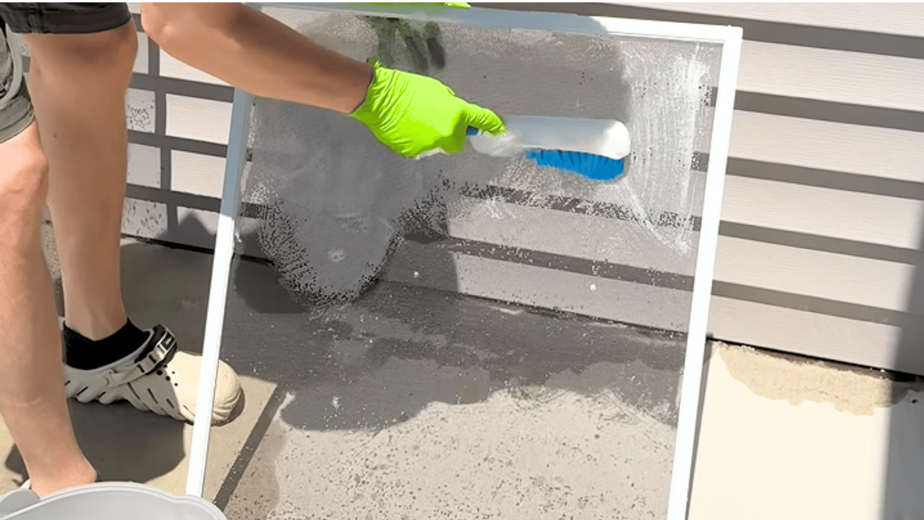 scrub the window screen
