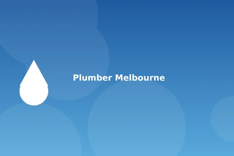 Blue gradient background with white water droplet icon and text "Plumber Melbourne"