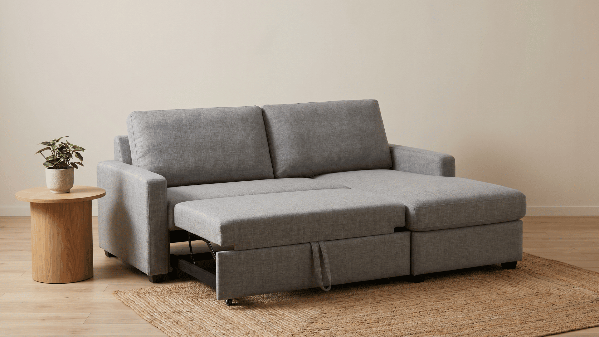 Chaise lounge sofa with extended seat for reclining without full bed function