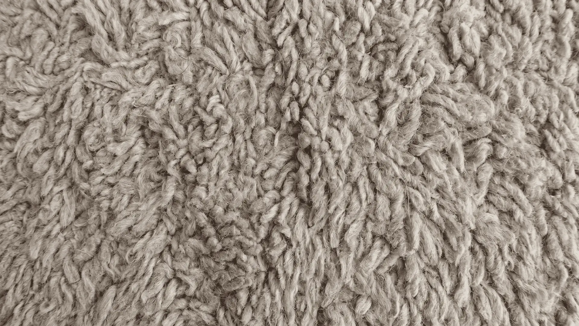 Close-up of thick wool rug fibers showing texture and pile