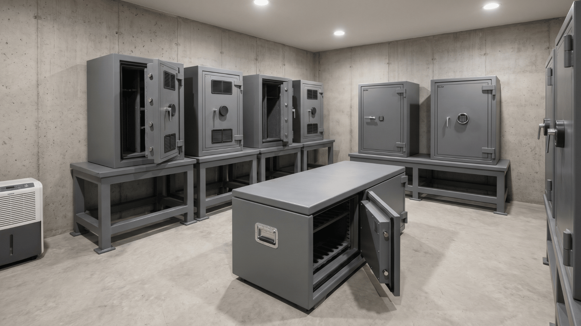 gun room with fireproof and waterproof storage units