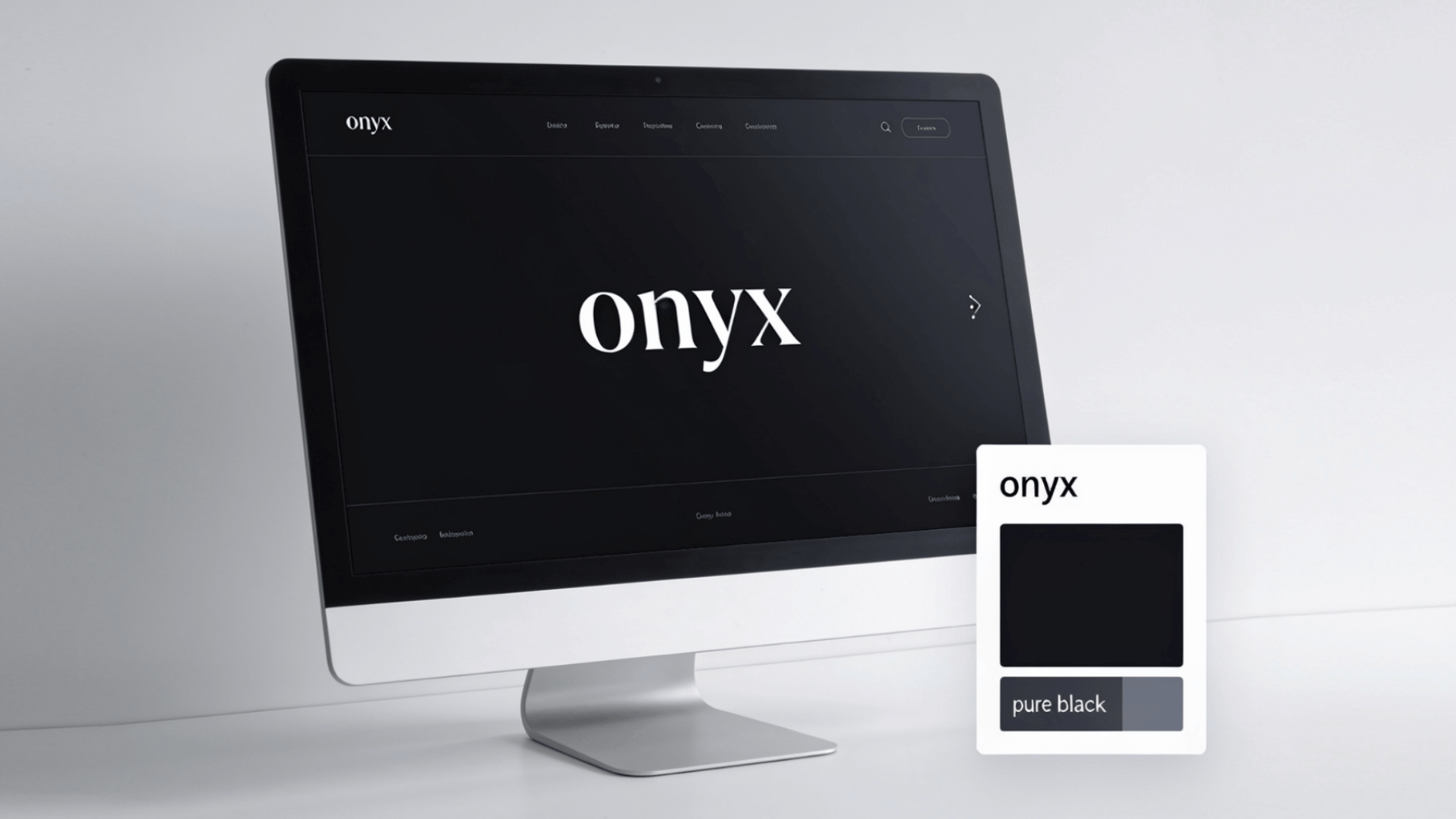 onyx color palette displayed on a computer screen with dark shade sample card on a clean white background