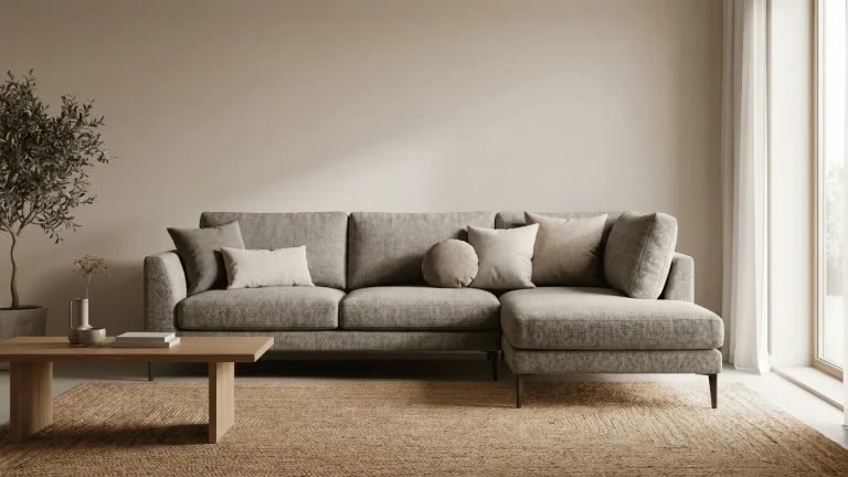 Single sofa in a living room showing different cushion styles and seating layout