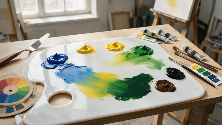 basic paint colors mixed together to create rich dark green paint naturally