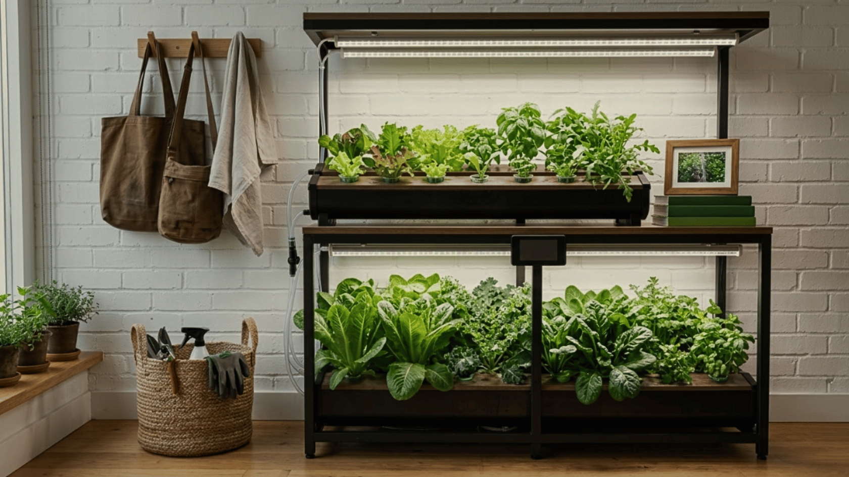 Best hydroponic indoor garden tower growing lettuce, herbs, and vegetables indoors