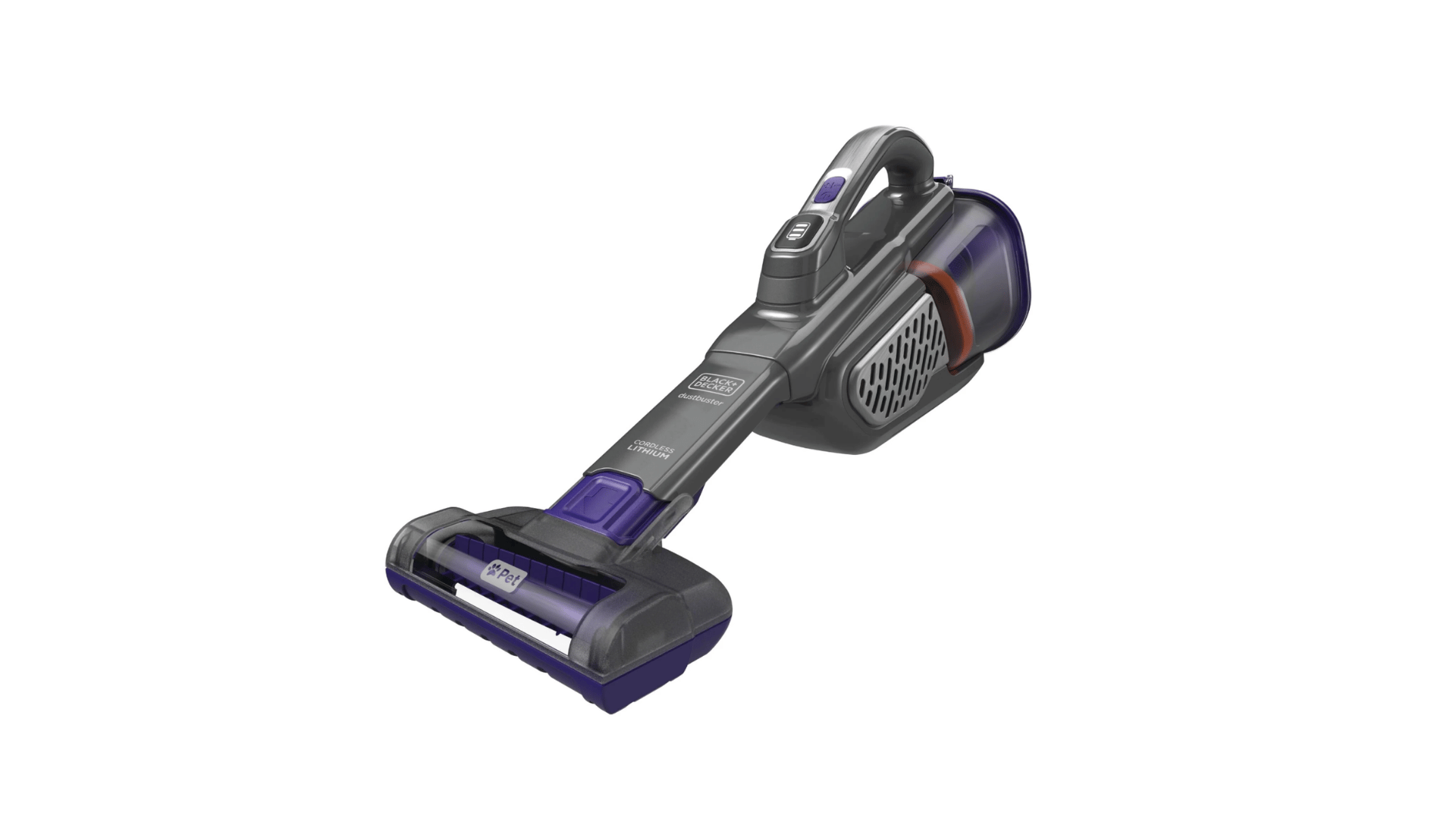 black and decker furbuster handheld pet vacuum displayed on a white background for couch and upholstery cleaning