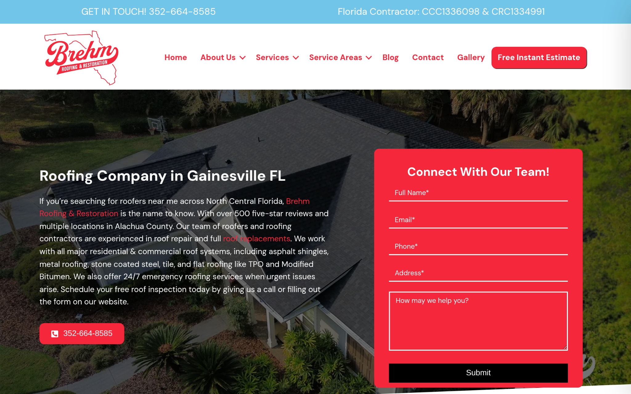 Brehm Roofing Screenshot