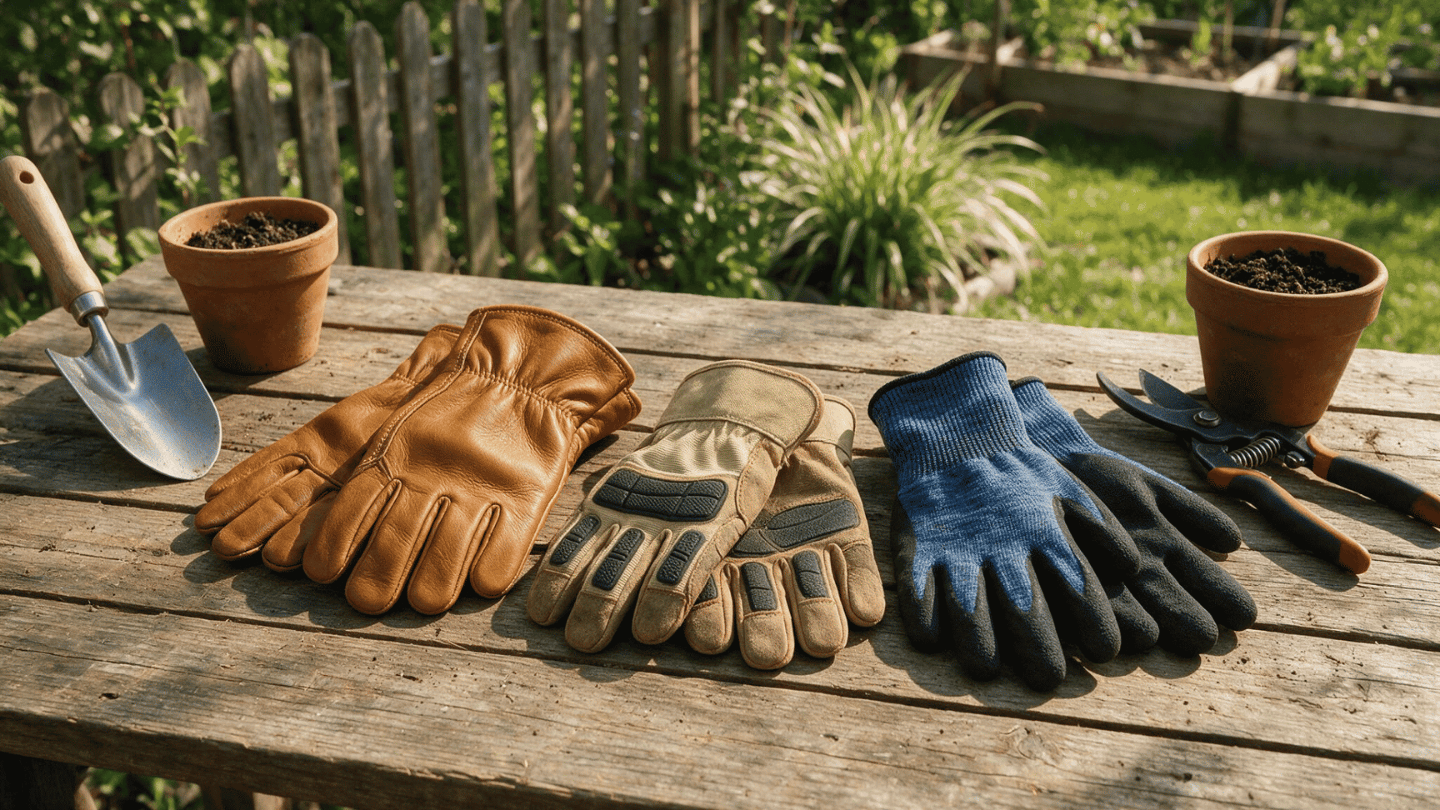 Durable gardening gloves for men showing the best gardening gloves styles for digging, pruning, and yard work.