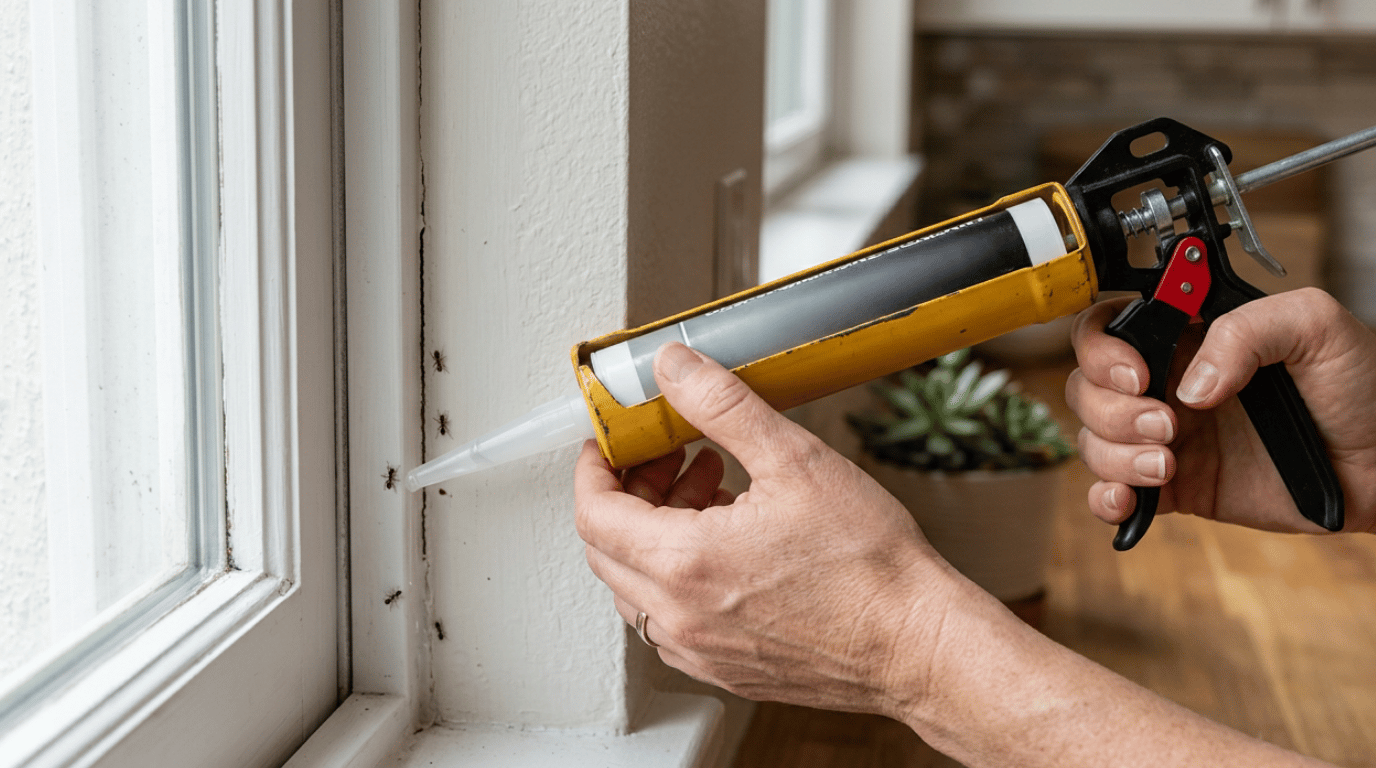 person sealing a small window gap with silicone caulk to block tiny ants from entering (1).png