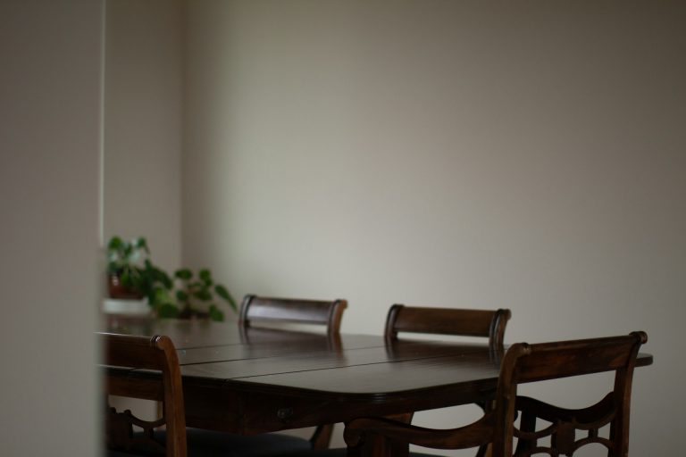 A wood dining table