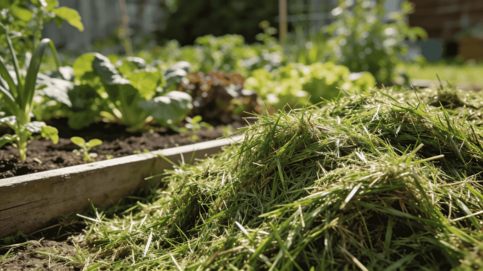 Untreated grass clippings selected for safe mulch use in a vegetable garden