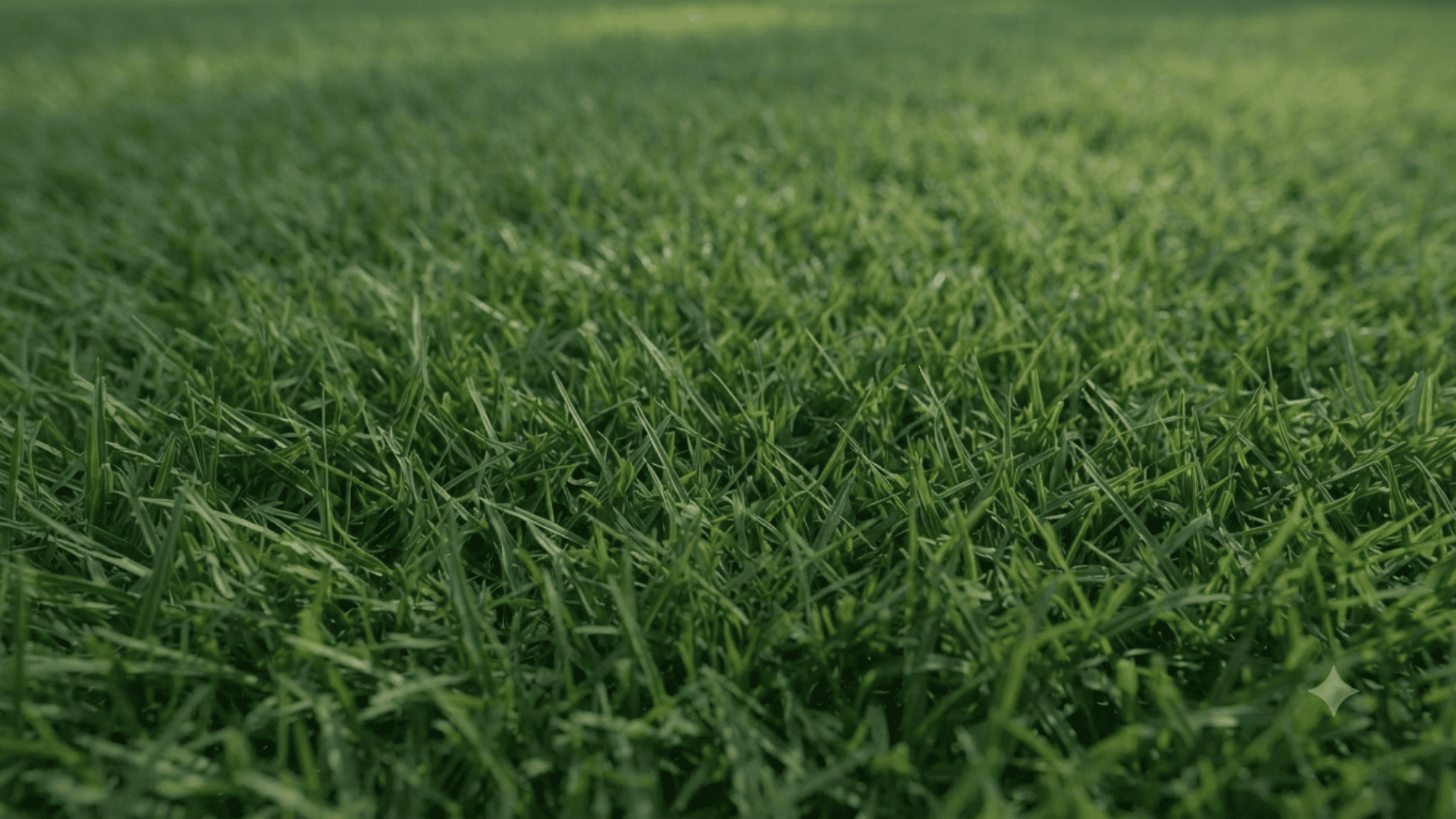 Zoysia grass with dense green blades forming a thick lawn surface, showing its spreading growth and lush turf texture.