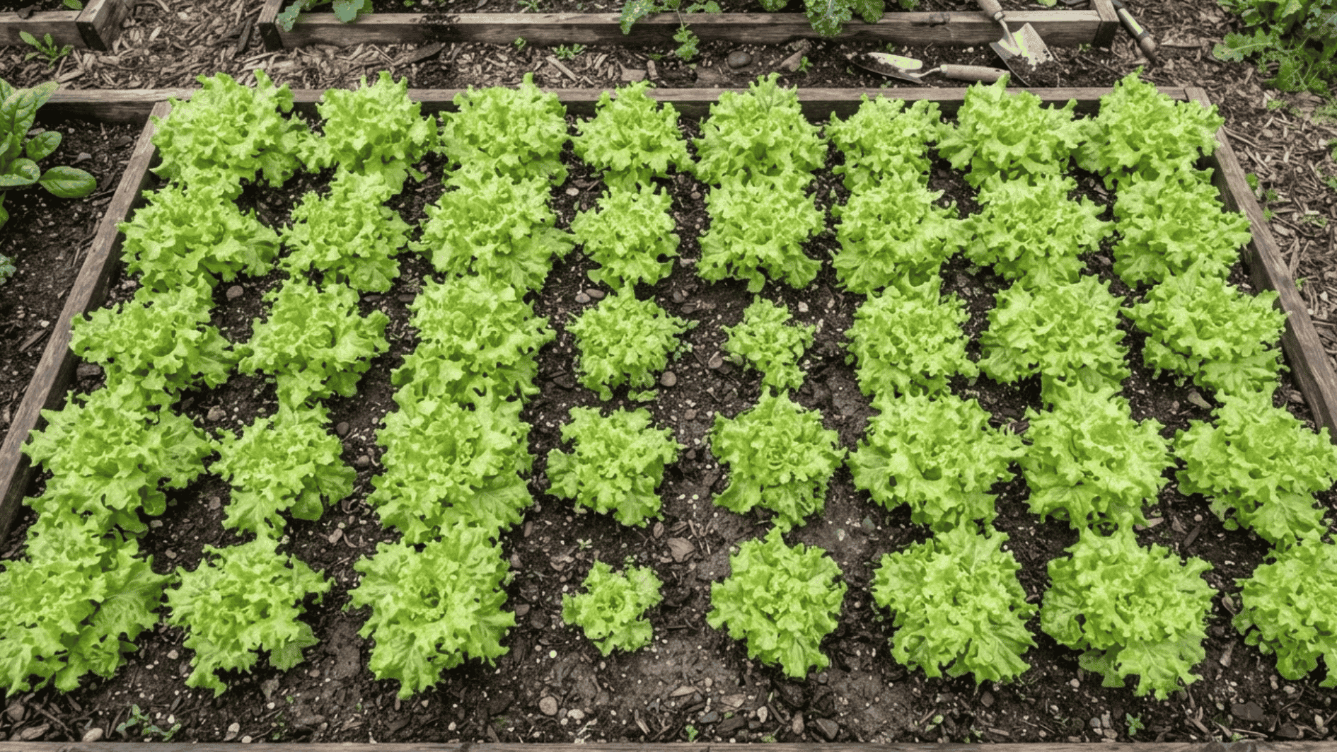 leafy lettuce plants growing in an open garden bed