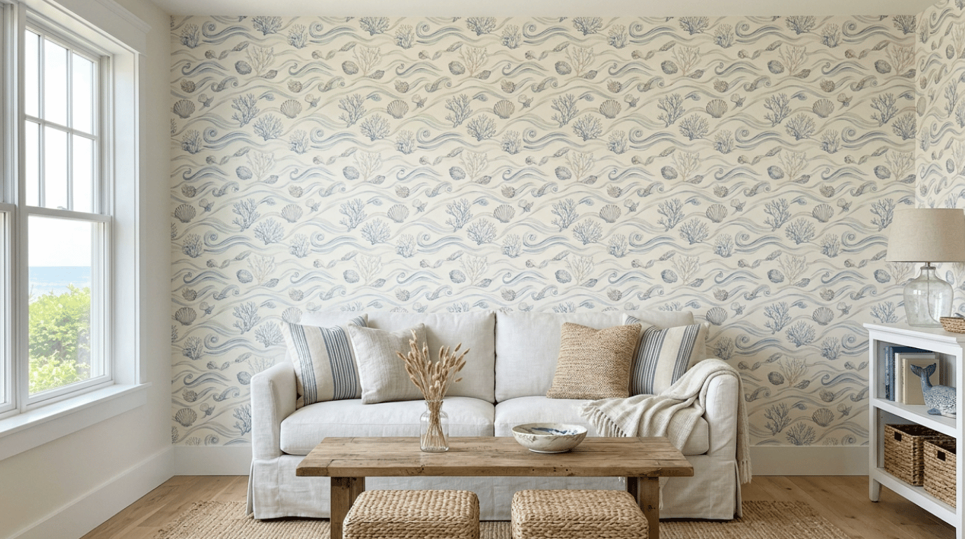 minimalist neutral wallpaper with a nearly pattern-free beige finish creating a quiet understated bedroom wall