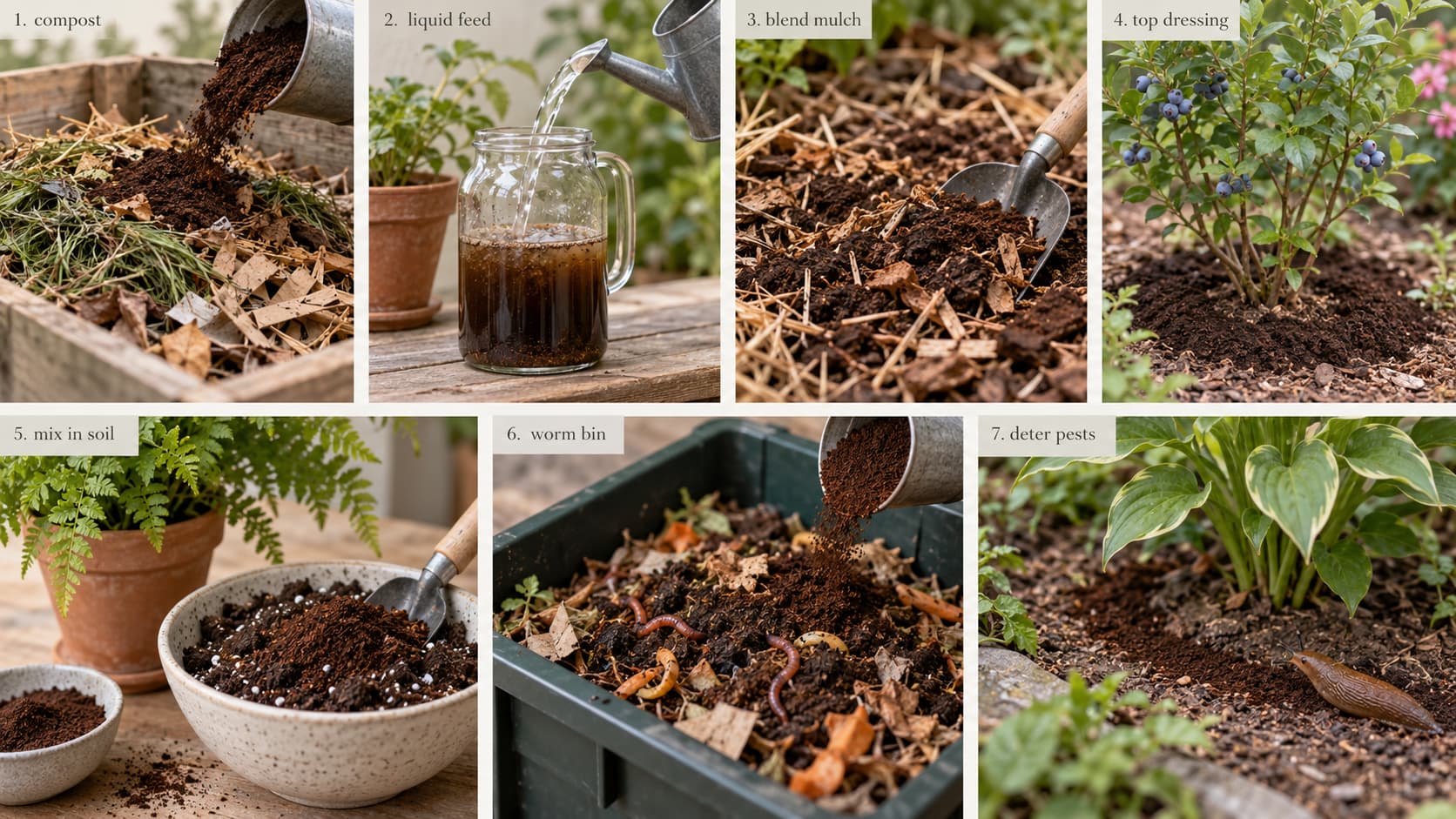 Seven garden uses for coffee grounds, from composting and liquid feed to mulching and pest deterrent.