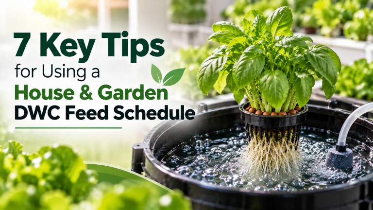 Hydroponic basil plant in net pot with visible roots in bubbling water system